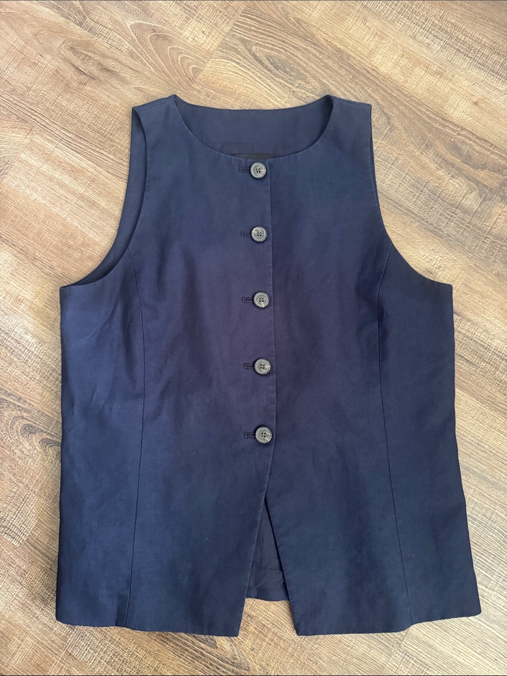 Madewell Navy Sleeveless Button-Front Top